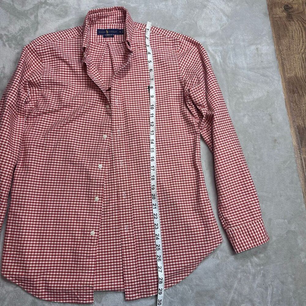 Ralph‎ Lauren~Men’s~Orange/White Gingham Checked Classic Button Down Shirt~Sz Sm - Picture 4 of 5